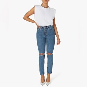 New WeWoreWhat High Rise Vintage Straight Distressed Jeans Women Sz 24 Danielle